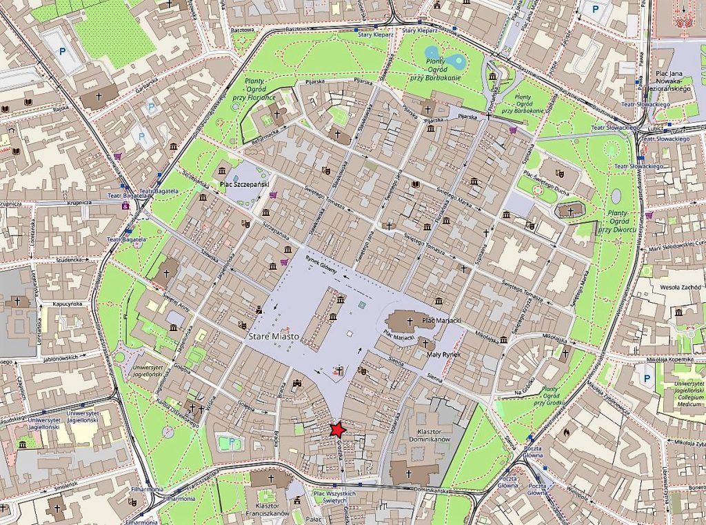Karte Altsstadt Krakau