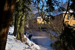 Seitenansicht Stallhof und Reitbahn/Remisen