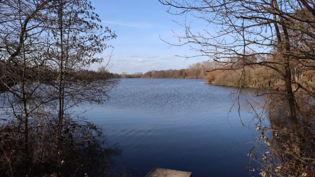 Blick von der ehemaligen Bahntrasse auf den De Wittsee